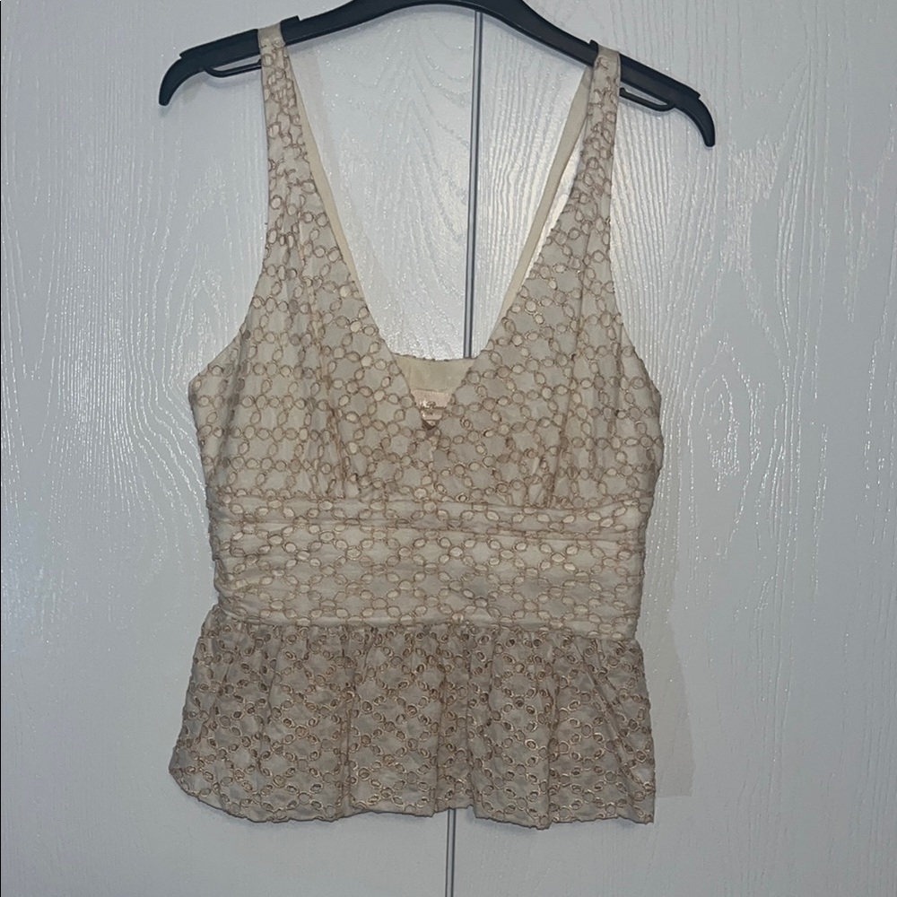 Tracy Reese Peplum Eyelet Tank Top